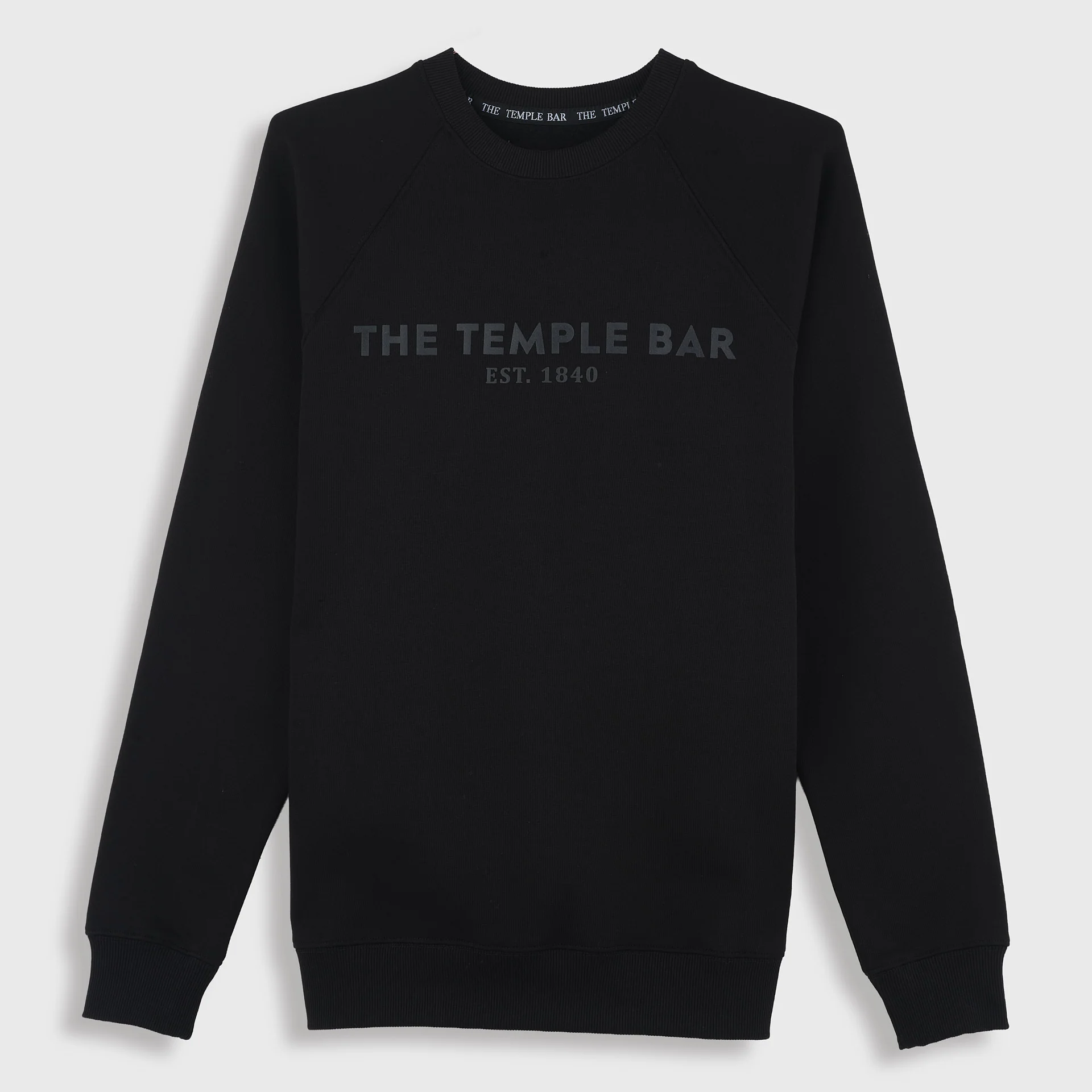 The Temple Bar Raglan Unisex Solid Black Sweatshirt